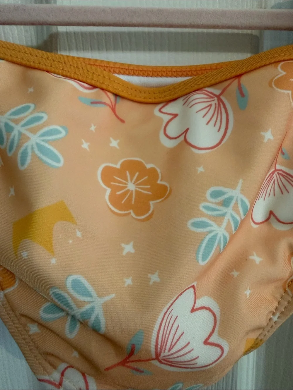 Disney Princess Orange 2 Piece Swimsuit With Ruffle Strap And Flor Detail - 3T